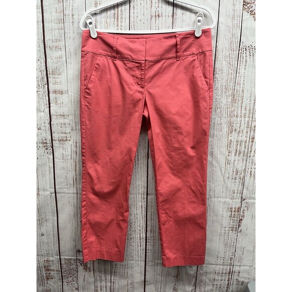 Ann Taylor Signature Crop Pants Womens Size 6 Coral Red  Casual Career - Picture 1 of 8
